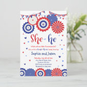 4e juli Uitnodiging van de partij voor gendergelij (Staand voorkant)