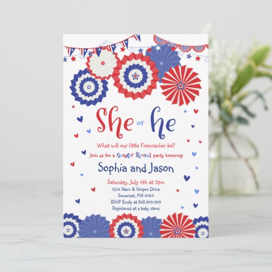 4e juli Uitnodiging van de partij voor gendergelij (Staand voorkant)