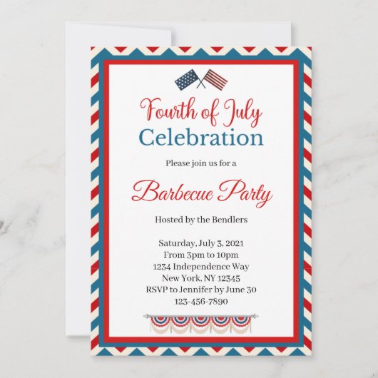 4e juli uitnodiging voor barbecue (Voorkant)