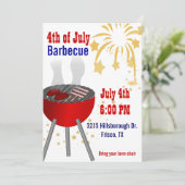 4e juli uitnodiging voor barbecue Grill (Staand voorkant)