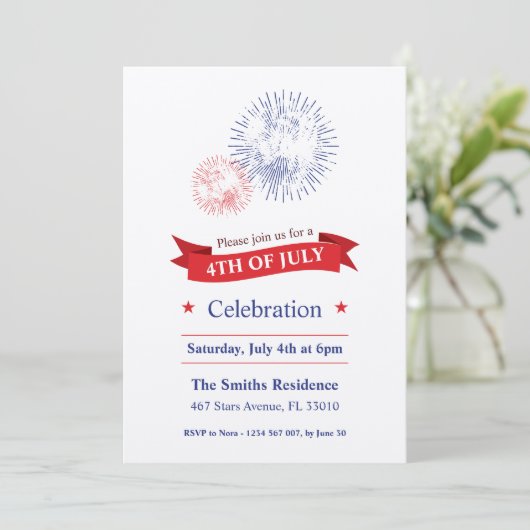 4e juli Uitnodiging vuurwerkpartij (Staand voorkant)