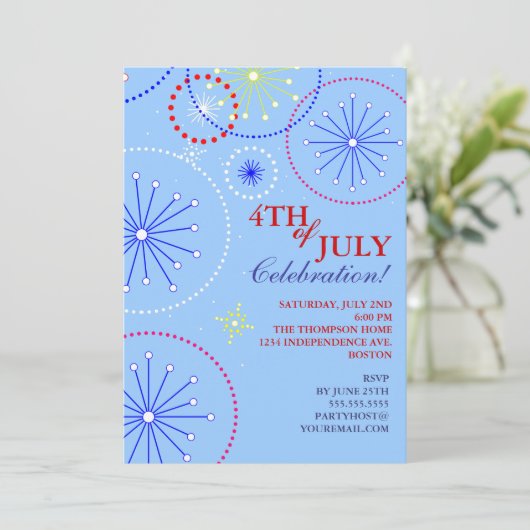 4e juli Uitnodiging vuurwerkpartij (Staand voorkant)
