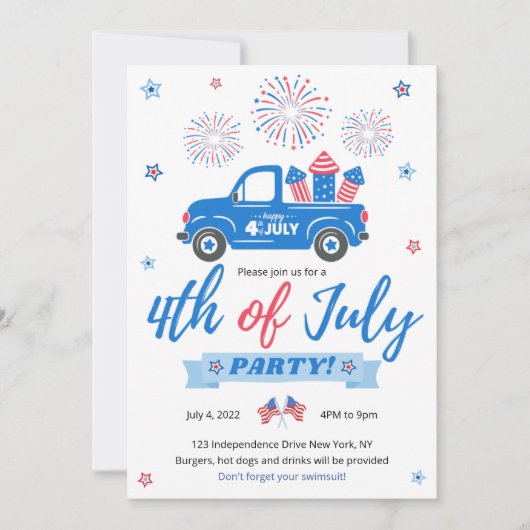 4e juli Uitnodiging vuurwerkpartij (Voorkant)