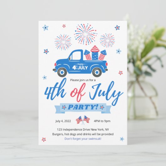 4e juli Uitnodiging vuurwerkpartij (Staand voorkant)
