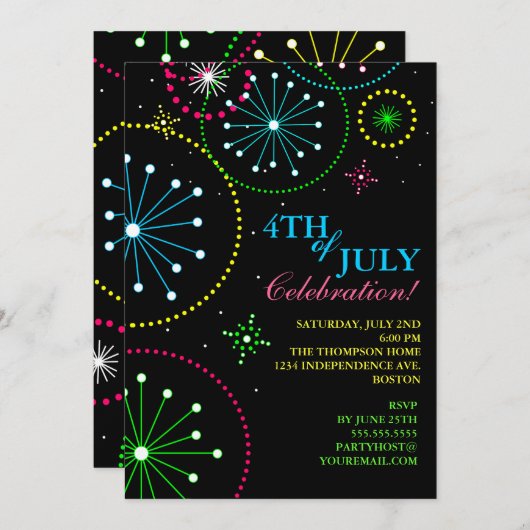 4e juli Uitnodiging vuurwerkpartij (Voorkant / Achterkant)