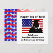 4e juli Uitnodigingsmeisje van de GraduPartij Kaart (Voorkant / Achterkant)