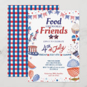 4e juli Voedselvriend en vuurwerk, feest Kaart (Voorkant / Achterkant)