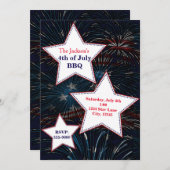 4e juli VUURWERK & STARS Party Invitation Kaart (Voorkant / Achterkant)
