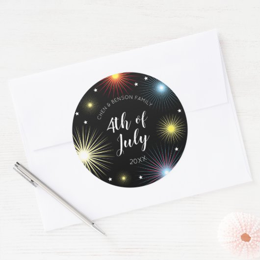 4e juli vuurwerkpartij ronde sticker (Envelop)