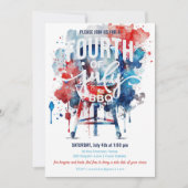 4e juli Waterverf van de Barbecue Cookout Kaart (Voorkant)