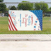 4e juli zomerpartij Red White Blue Custom Spandoek (Insitu)