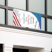4e juli zomerpartij Red White Blue Custom Spandoek (Buitenkant Gebouw)