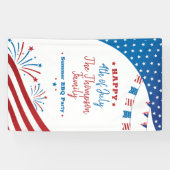 4e juli zomerpartij Red White Blue Custom Spandoek (Horizontaal)