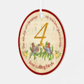 4e Kerstdag Vier roepende vogels Metalen Ornament (Voorkant links)