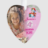 4e Kerstmis Gepersonaliseerde Meisje Foto Hart Gif Ornament (voorkant)