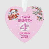 4e Kerstmis Gepersonaliseerde Meisje Foto Hart Gif Ornament (achterkant)
