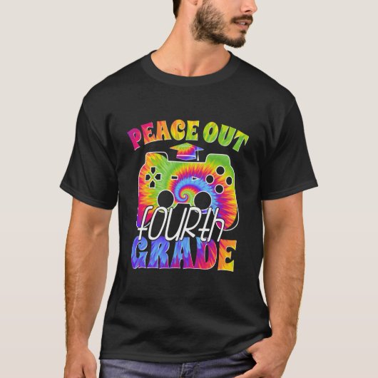 4e klas afstudeerversiering Peace Out Vierde klas T-shirt (Voorkant)