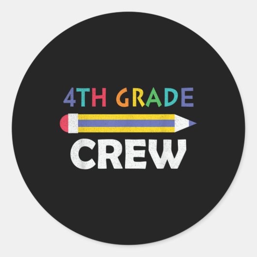 4e klas crew Schattig terug naar school  Ronde Sticker (Voorkant)