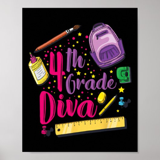 4e klas diva eerste dag schoolmeisjeskleding gi poster (Voorkant)