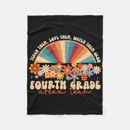 4e klas droomteam groovy regenboog Ck naar school Fleece Deken (Voorkant)