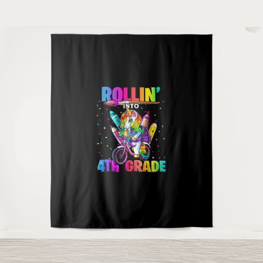 4e klas Eenhoorn Terug naar School Eerste dag van Wandkleed (Voorkant)