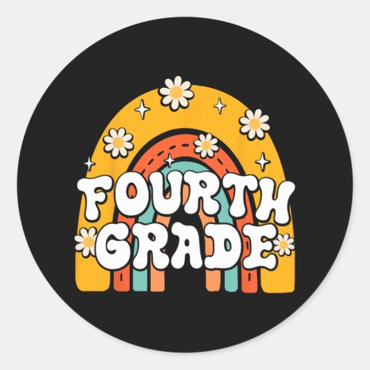 4e klas eerste schooldag terug naar school T Ronde Sticker (Voorkant)