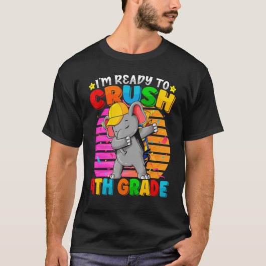 4e klas: Elephant terug naar schoolrugzak T-shirt (Voorkant)