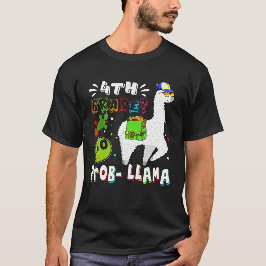 4e klas geen prob lama eerste dag terug naar schoo t-shirt (Voorkant)
