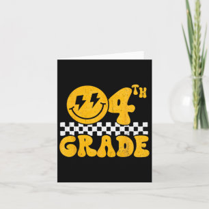 4e klas groovy glimlach gezicht vierde klas leraar kaart