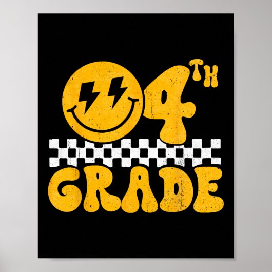 4e klas Groovy Smile Face Vierde klas leraar B Poster (Voorkant)