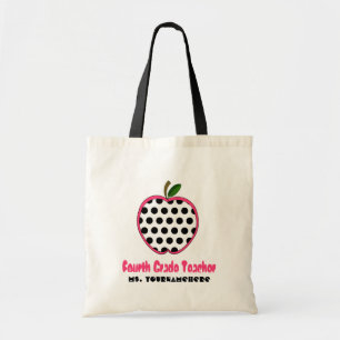 4e klas-leerlingentas - Polka Dot Apple Tote Bag