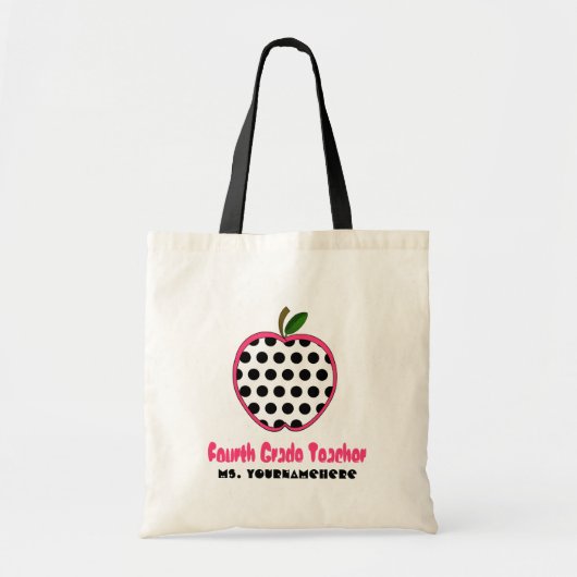 4e klas-leerlingentas - Polka Dot Apple Tote Bag (Voorkant)