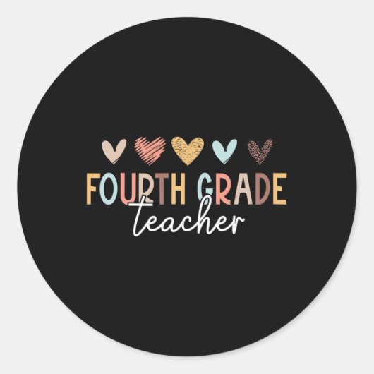4e klas leraar eerste dag van de school terug naar ronde sticker (Voorkant)