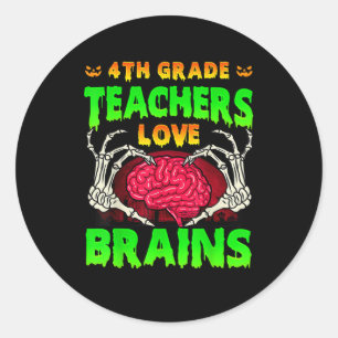 4e klas leraren hersenen skelet hand hart hal ronde sticker