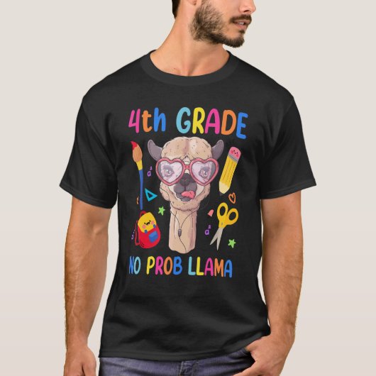 4e klas Llama Geen Problema Kind Eerste dag van de T-shirt (Voorkant)