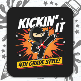 4e klas ninja trap eerste dag terug naar school vierkante sticker