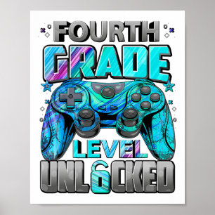 4e klas niveau ontgrendeld gamen gamer jongens ter poster