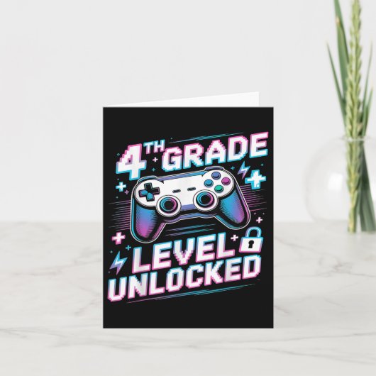 4e klas niveau ontgrendeld videogame eerste dag jo kaart (Voorkant)