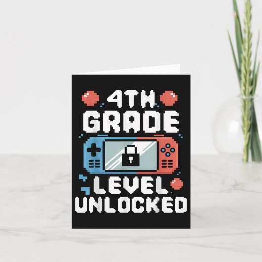 4e klas niveau ontgrendeld videogame geschenken te kaart (Voorkant)