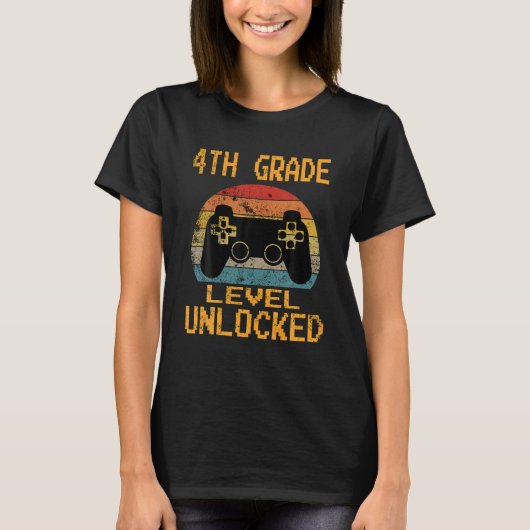 4e klas niveau ontgrendeld videogamer terug naar t-shirt (Voorkant)