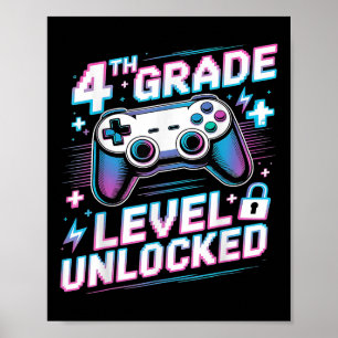 4e klas niveau ontgrendeld videospel eerste dag jo poster