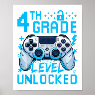 4e klas niveau ontgrendeld videospel eerste dag jo poster