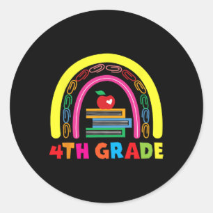 4e klas regenboog appel terug naar school kinderen ronde sticker