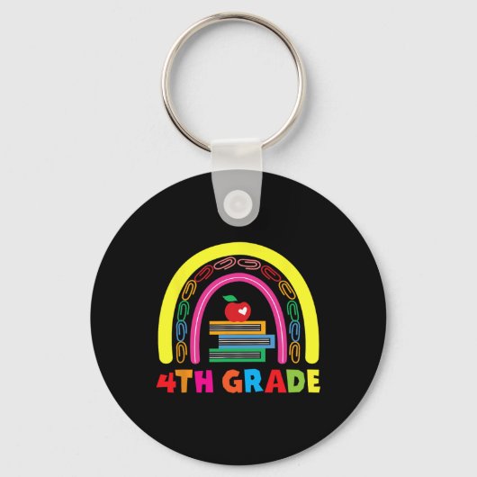 4e klas regenboog appel terug naar school kinderen sleutelhanger (Voorkant)