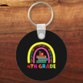 4e klas regenboog appel terug naar school kinderen sleutelhanger (Voorkant)