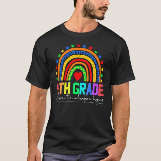 4e klas Regenboog Leopard Teacher Team Vierde Afst T-shirt (Voorkant)