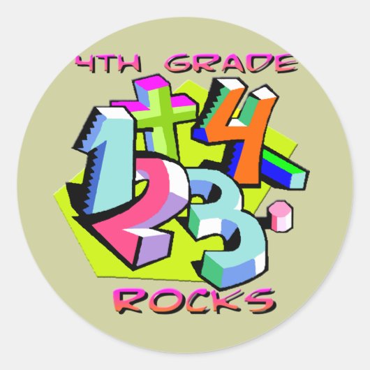 4e klas Rocks - Getallen Ronde Sticker (Voorkant)