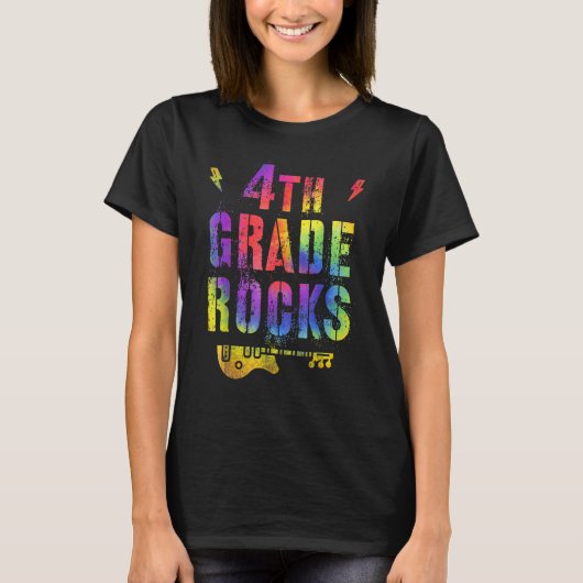 4e klas Rocks Tie Dye Terug naar school Teach T-shirt (Voorkant)