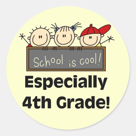 4e klas School is Cool Tshirts en geschenken Ronde Sticker (Voorkant)