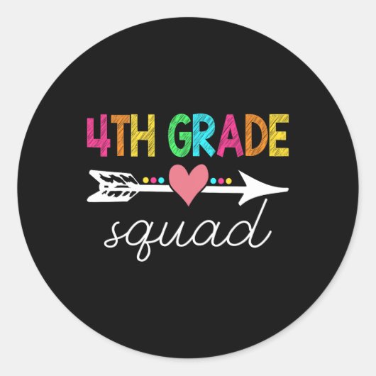 4e klas Squad Leraar Student Terug naar School Fir Ronde Sticker (Voorkant)